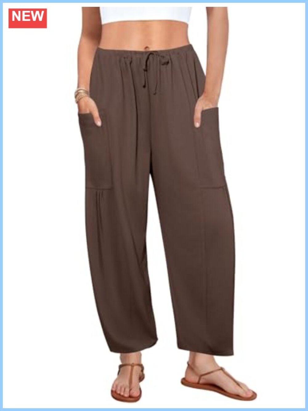 Flowy Wide Leg Palazzo Harem Pants for Women with Pockets Drawstring